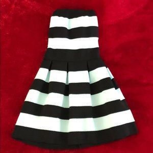 Juniors strapless black and teal dress